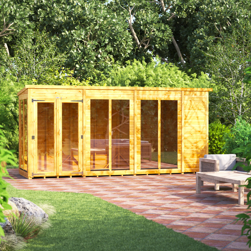 Powersheds 14 x 4ft Timber Tongue & Groove Pent Summerhouse