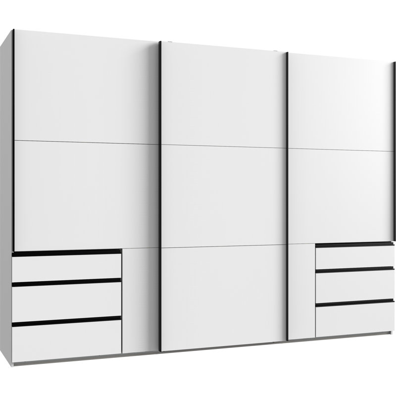 Guardino 3 Door Wardrobe, White, 216cm H x 300cm W x 65cm D