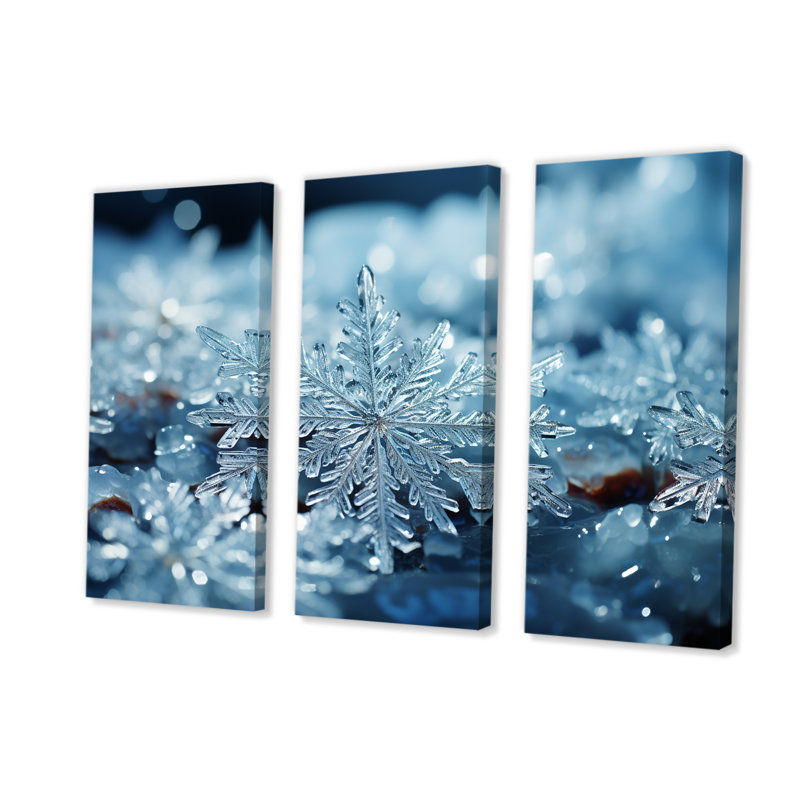 «Sunrise Snowflake Tranquility V - Winter Landscape», art mural, Toile tendue, H 32 po x l 48 po x P 1 po