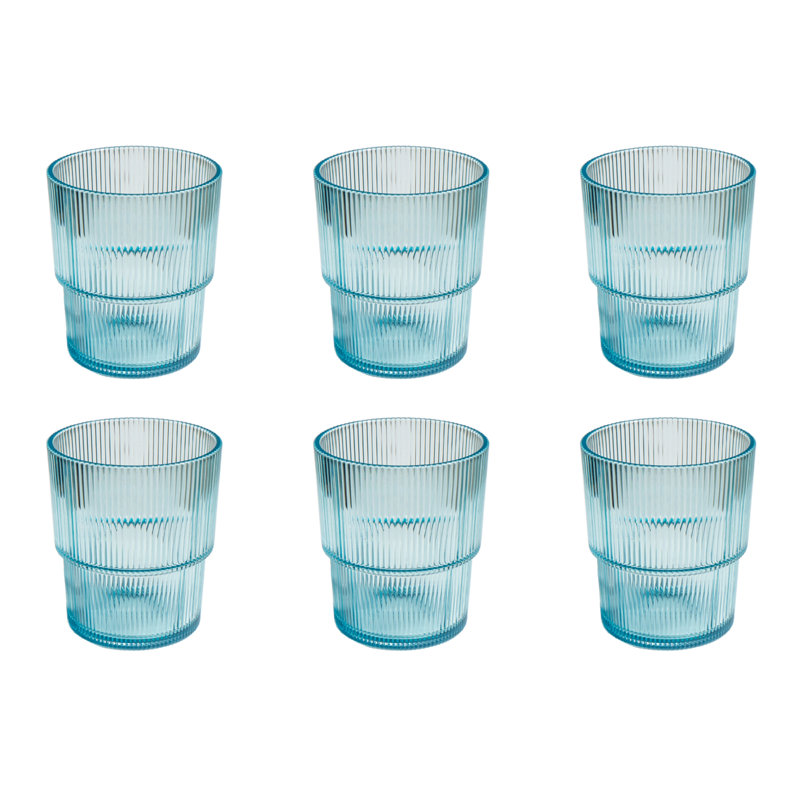 Verre fin en acrylique à nervures fines, Bleu, 22