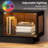 80" Tv Stand With 36" Inch Electric Fireplace Up To 90" Tvs, Led Light Entertainment Center With Two Large-capacity Glass Cabinets-1291374272-1279873748