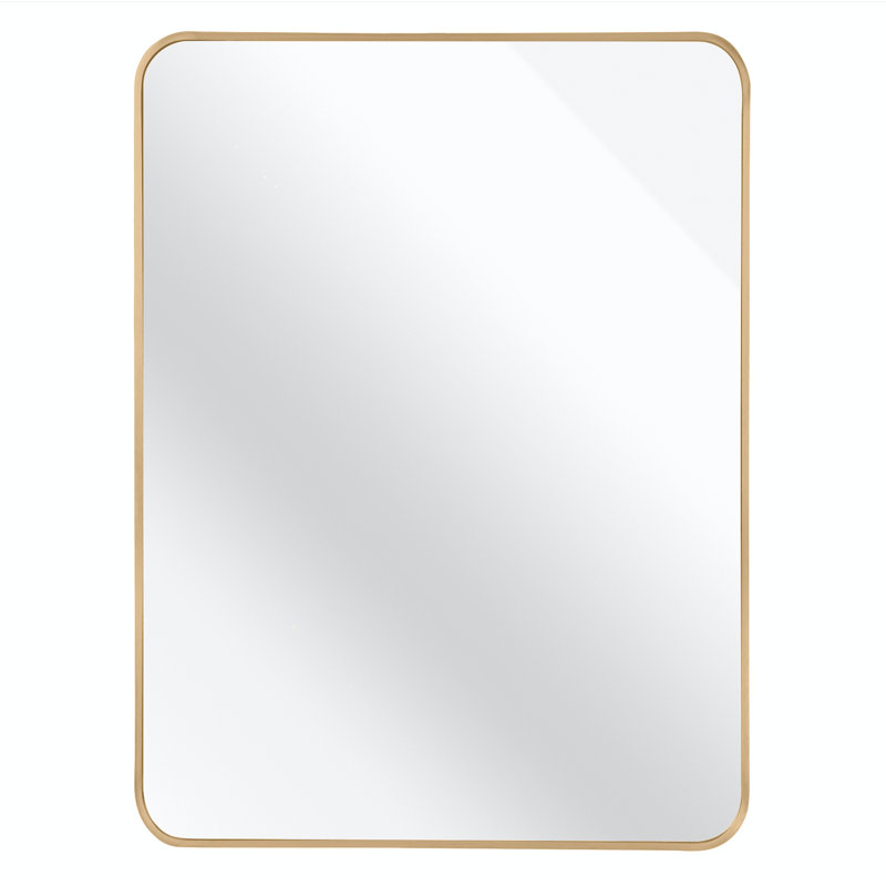 Metal Rectangle Barhroom Mirror, Gold, 40" x 30"