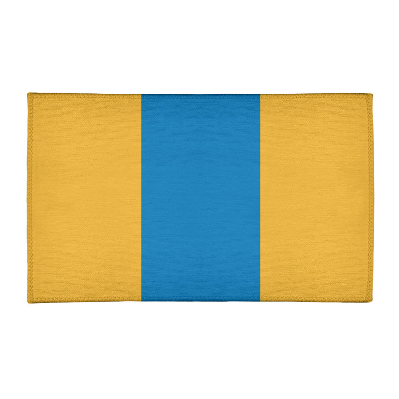 Tapis jaune/bleu rayé, Rectangle 3 pi x 5 pi