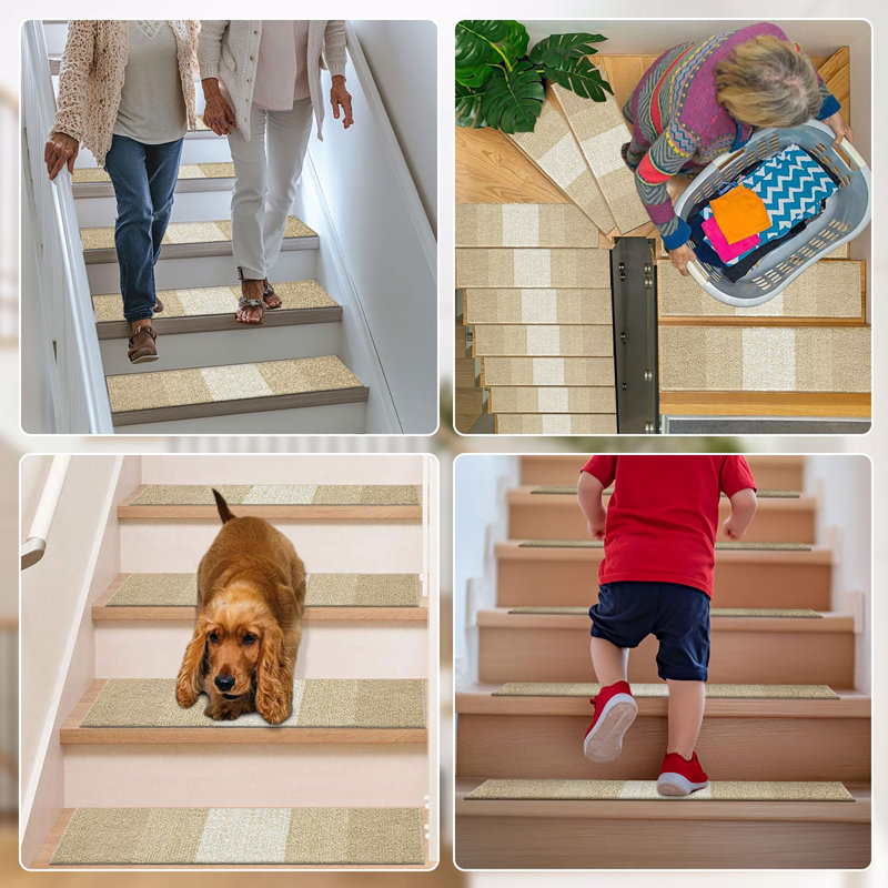 Tapis d'escalier antidérapants 15PCS, Beige