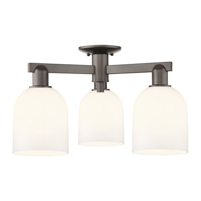Arcadia - Bella - 3 Light 23" Semi-Flush Mount - Oil Rubbed Bronze Finish - White Shade
