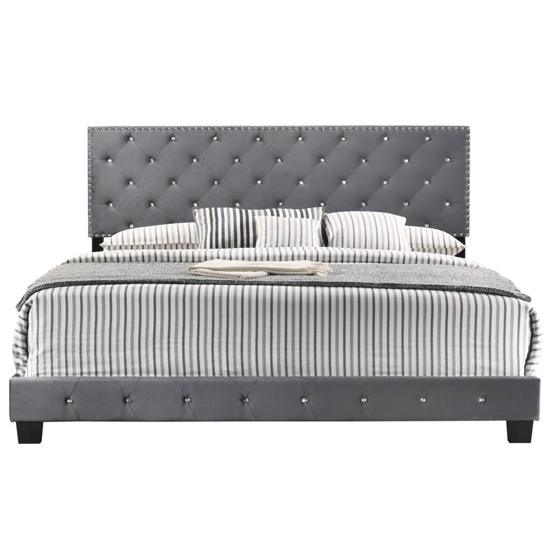 Transitional Gray King Bed For Modern Living, Gray, King
