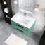 Meuble-lavabo mural simple 30 po vert avec lavabo intégré en céramique