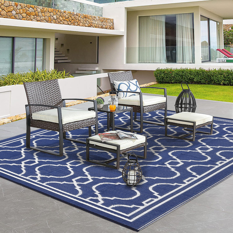 Tapis d'extérieur imperméable pour la terrasse, pliable et réversible en plastique paille pour camping, véhicule récréatif, balcon, terrasse, pique-nique, plage