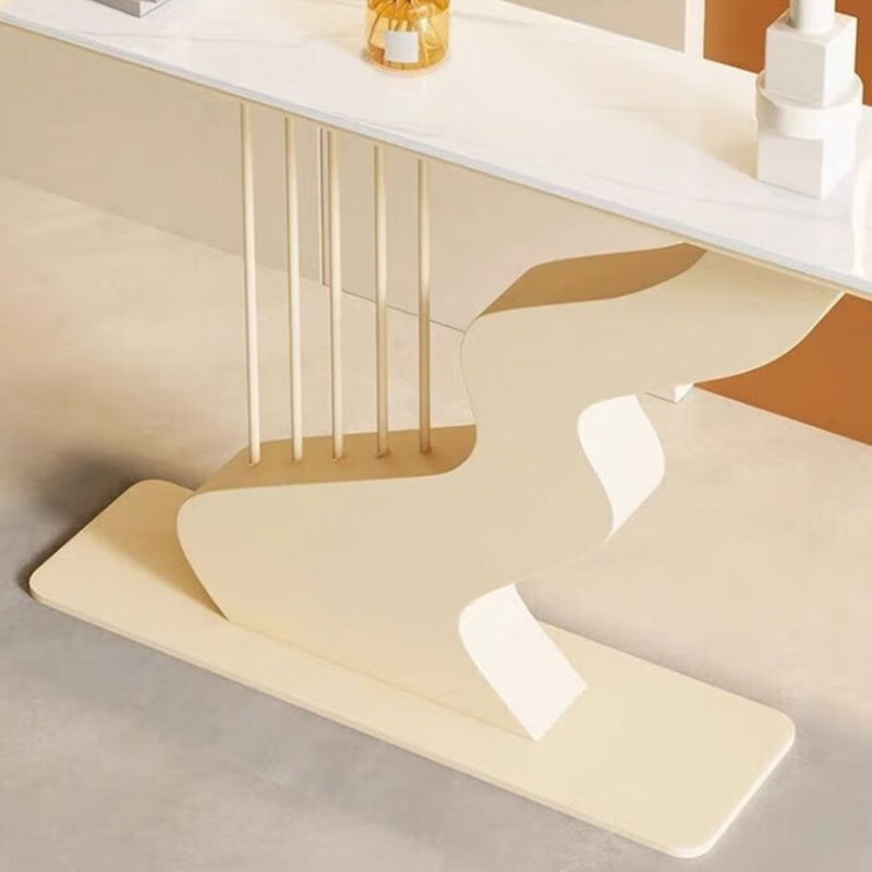 Table de porche moderne en pierre frittée simple., H 31,5 po x l 55 po x P 11,8 po, Blanc
