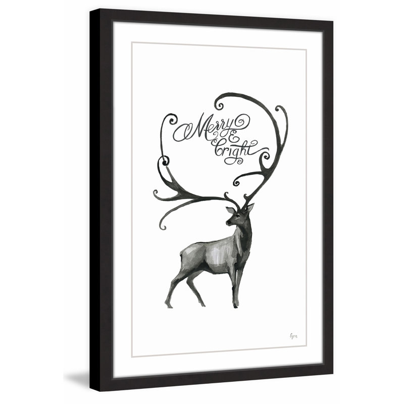 « longhorn cerf », reproduction d’art encadrée, 36 po x 24 po