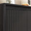 Buffet à 4 portes en bois avec prise de courant, armoire d'appoint à texture verticale ondulée avec conception sans poignée (bord de la porte comme poignée), armoire de rangement de cuisine autoportante-129460642