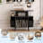 35" Mid Century Modern Turntable Cabinet, Round Wood Record Player Stand with Charging Station, Fluted Arched Storage Shelf for Living Room & Bedroom, Black-531128619