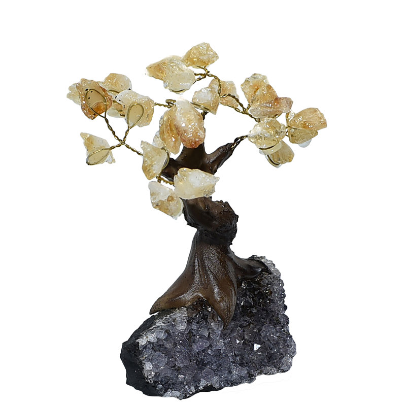 Bonsaï artificiel sur pied, Citrine, H 3,5 po x l 3 po x P 3 po
