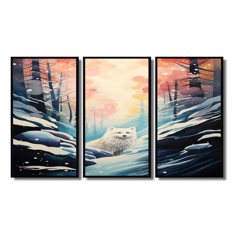 Driskell - ensemble d'art mural animal loup, H 28 po x l 36 po x P 1 po, Cadre flottant noir