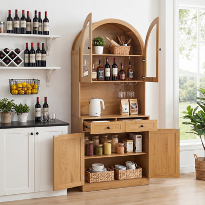 Armoire de rangement haute et cintrée avec station de recharge et tablettes ajustables