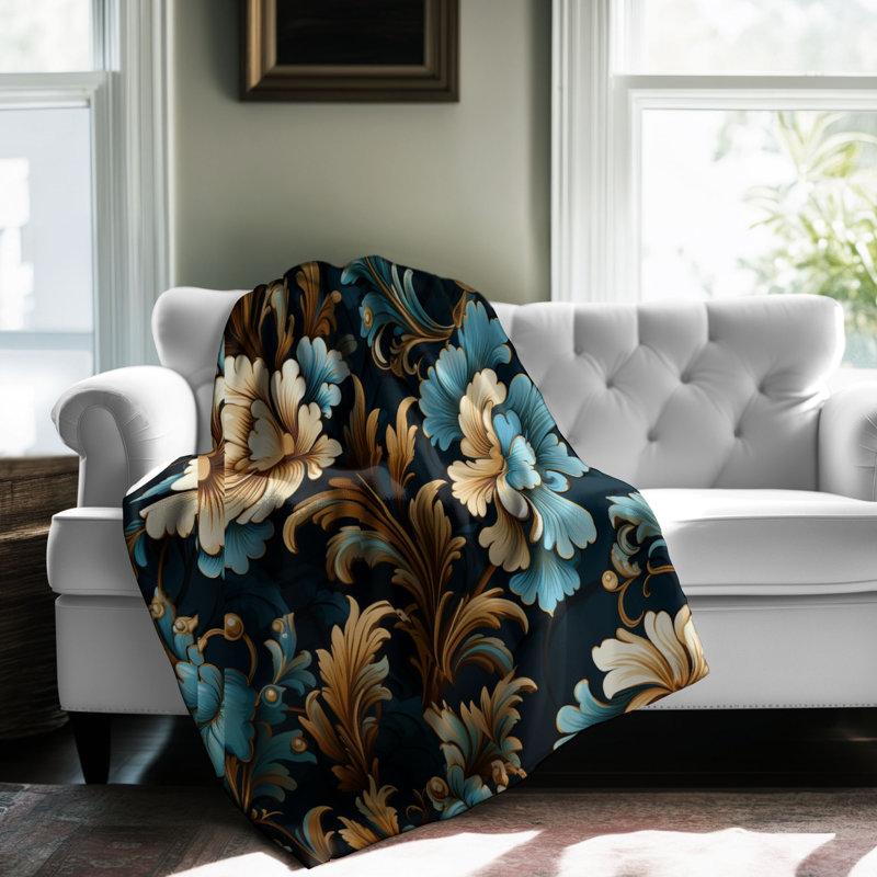 Elegant Baroque - 1 Piece Premium Sherpa Blanket, Twin