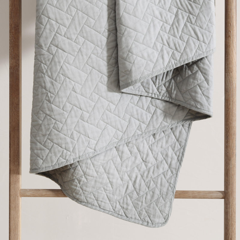 Gray Twin Cotton Reversible Quilt Set