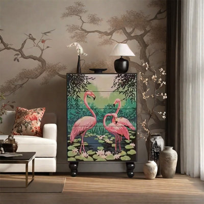 Armoire en bois de pin avec poignées élégantes