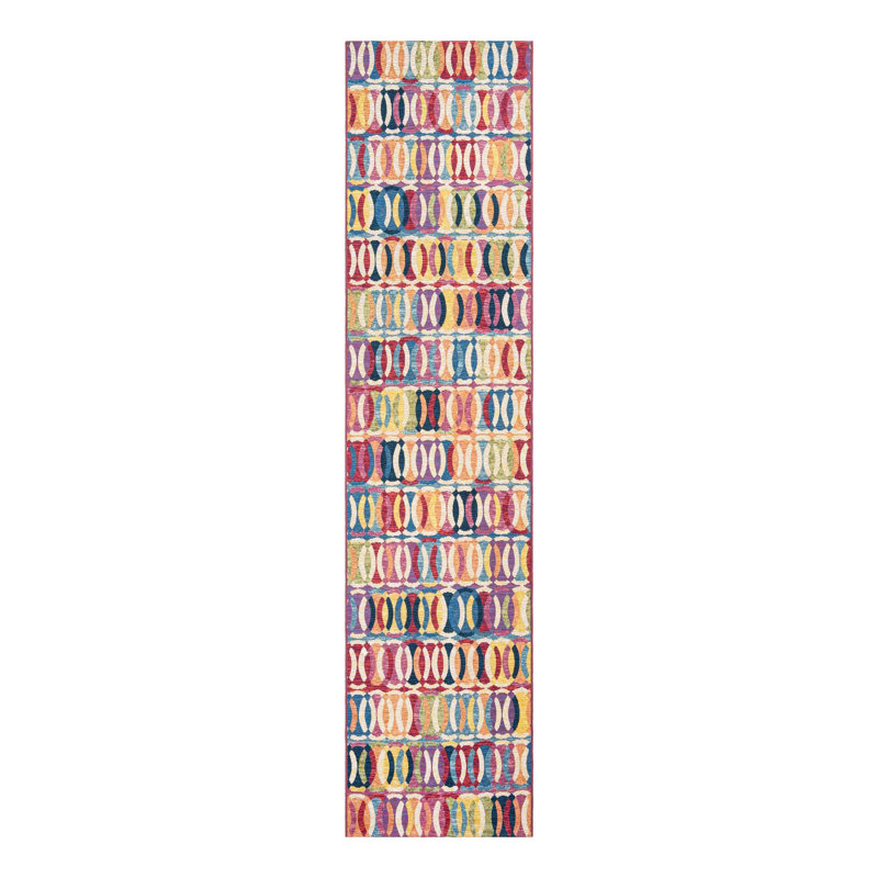 Keazia Washable Geometric Indoor / Outdoor Rug, Runner 2'7" x 12'