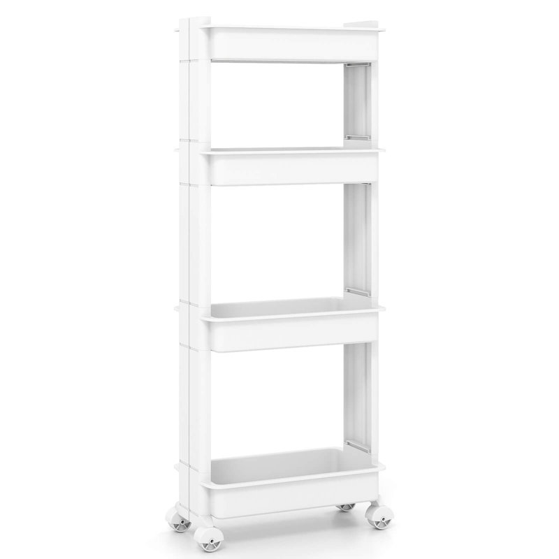 Chariot utilitaire roulant à 4 niveaux avec plateaux amovibles et roues lisses pour la cuisine 15,5 po x 9 po x 40,5 po (L x l x H)