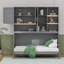Lit escamotable mural simple avec armoire supérieure, tablettes, lumière et USB-113969891