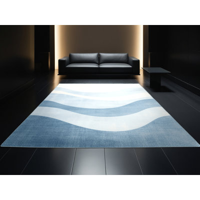 Machine Washable Pavla Modern Rug in Blue – SkyBlue Binding