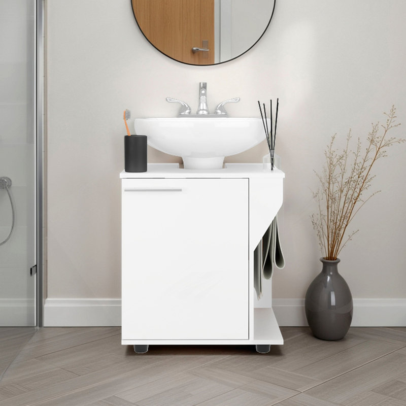 White Under Sink Storage Cabinet With Two Shelf, White