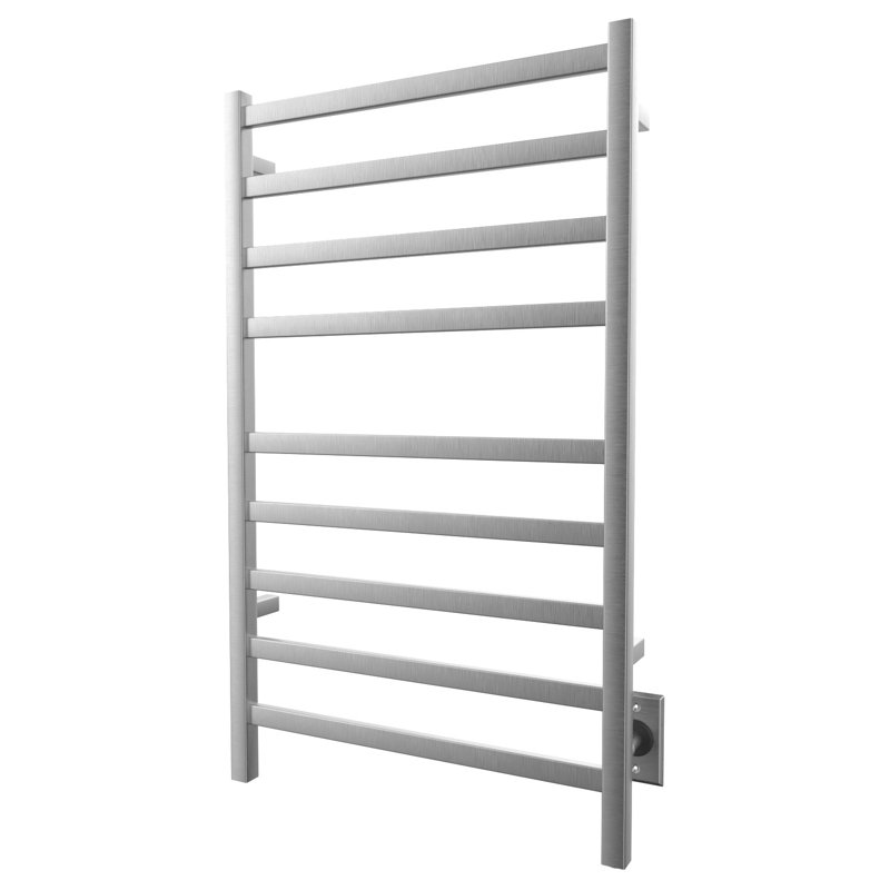 Chauffe-serviettes mural en acier 24 po x 40 po Kontour - Nickel brossé, câblé, rails carrés, H 40 po x l 24 po x P 4 po