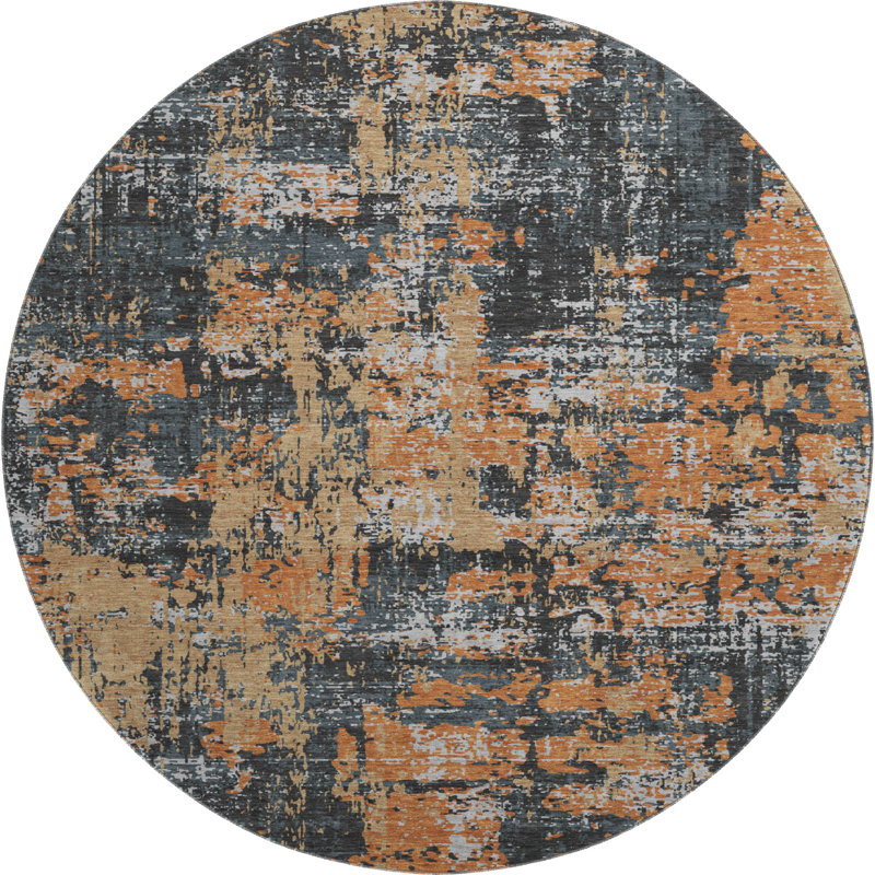 Premium Machine Washable Mayfield AMF1008 Abstract Rug, Round 8'