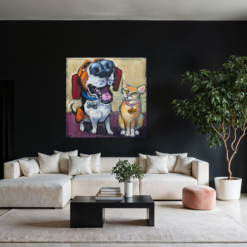 Art de chien contemporain Dude Chill, H 48 po x l 48 po