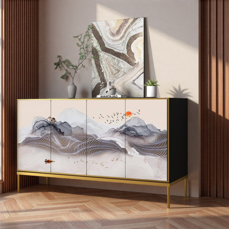Buffet rectangulaire en bois clair peint de luxe