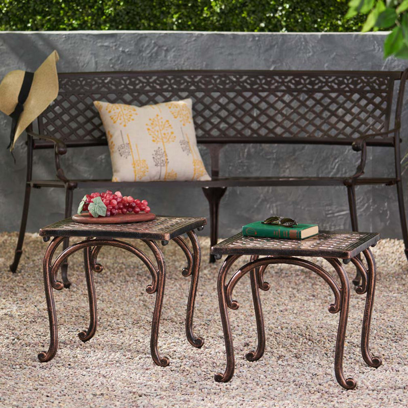 Ensemble de tables de bout de patio avec cadre et plateau en aluminium