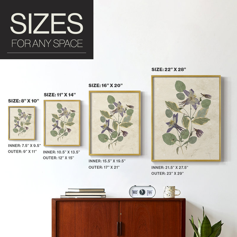 Pressed Arrangement IV, reproduction encadrée - bois massif, H 30 po x l 24 po, Doré