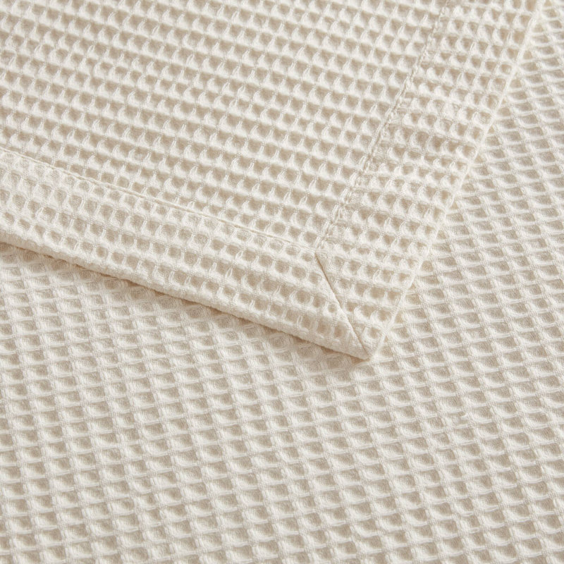 Couverture 100% coton Waffle Weave, Très grand lit, Ivoire ivoire