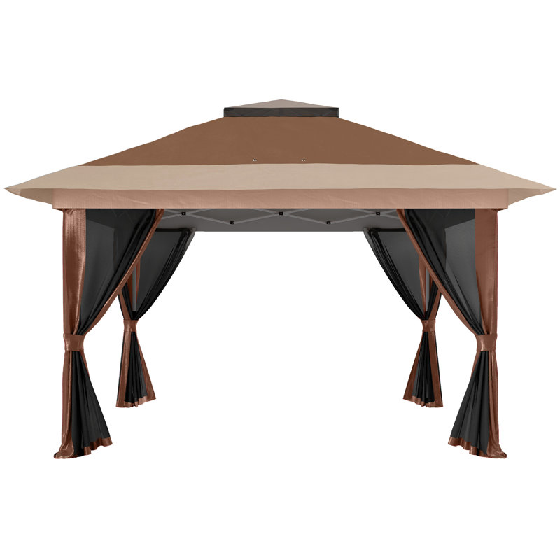 Cassy 3.5m x 3.5m Iron Pop Up Gazebo, Brown