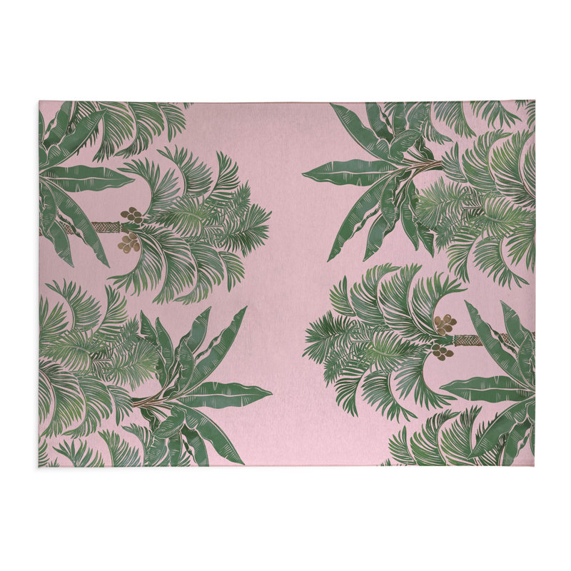 Tapis de bureau léger décoratif In the Jungle, L 6 pi x L 4 pi, Rose