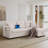 82" Reversible Sleeper Sofa with Linen Upholstery, Storage Chaise & USB Charging Port-1039111036