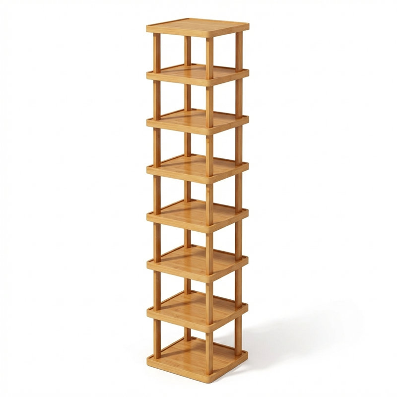 9-Tier Expandable Folding Bamboo Storage Rack, Space-Saving Storage Solution, No Assembly Required