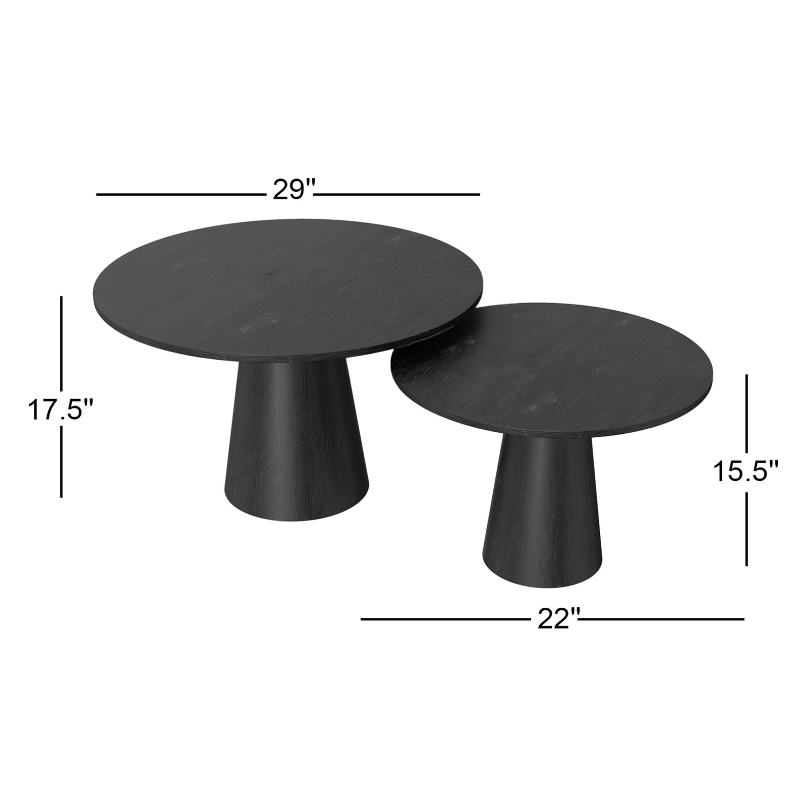 Wyatt 2-Piece Living Room Table Set, Black