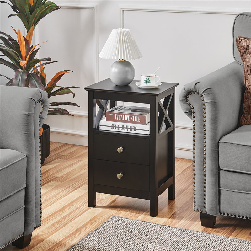 40cm W Bedside Table, Black