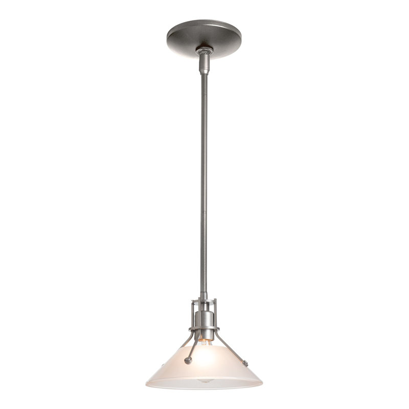 Henry 1 - Light Single Cone Pendant, Frosted Glass, Vintage Platinum