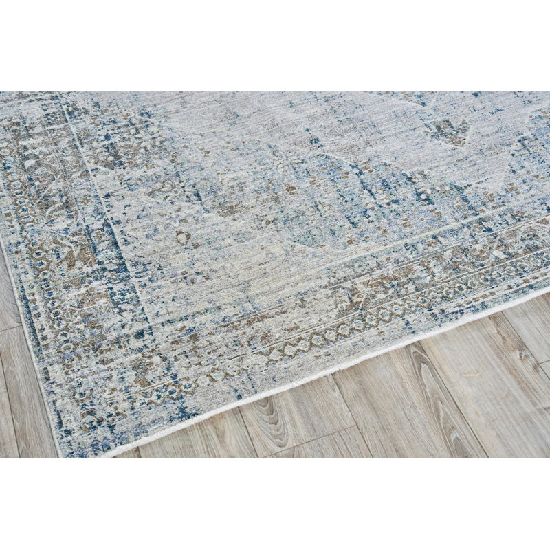 Vintage Looms Beige/Blue Polyester powerloom Area Rug, Rectangle 14' x 18'