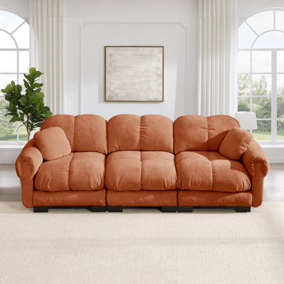 Chenille Cloud 3-Seater Sofa,Exquisite pillows and quilted back cushions,Soft padded armrests,Ergonomic Design ,Easy Assembly,Deep Seat Sofa Couch For