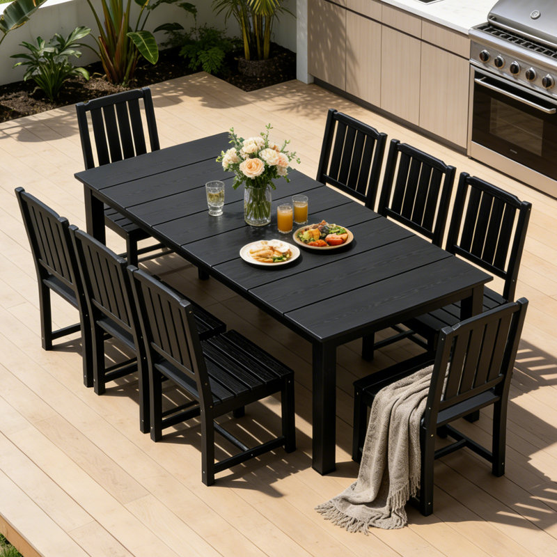 Fauteuil de salle à manger de patio, Noir