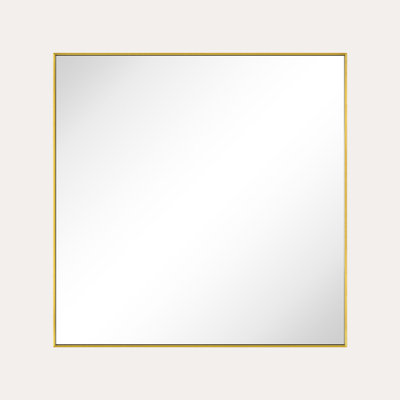 Lilian Square Bathroom Mirror, Brushed Gold Square Wall Mirror, 24x24'' Brushed Gold Square Mirror for Bathroom