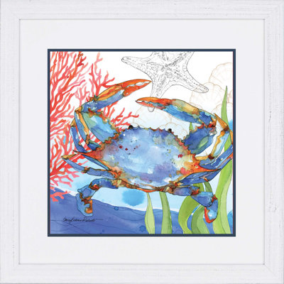 Oceana Crab White Framed Print Wall Art