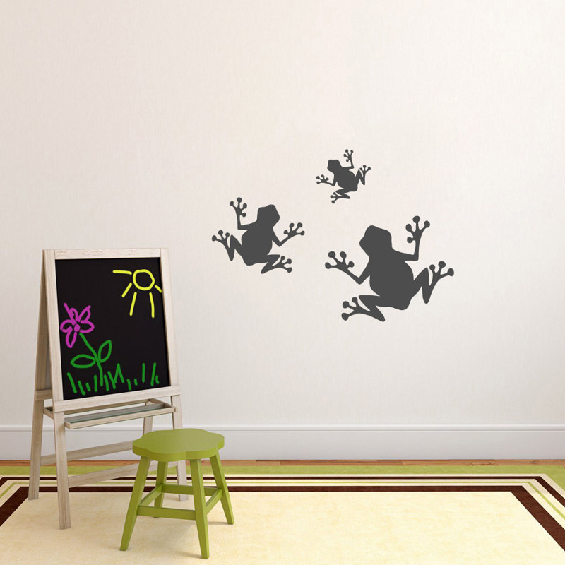 Ensemble d'adhésif décoratif 3 pièces grenouilles, Gris foncé