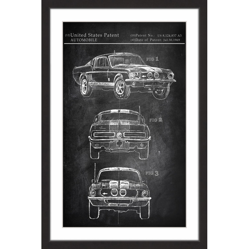 « mustang shelby », reproduction d’art encadrée, H 18 po x l 12 po x P 1,5 po