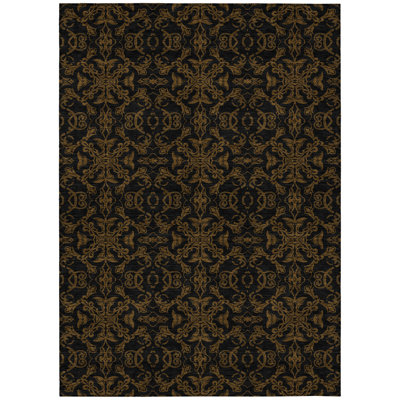 5' X 8' Brown And Black Medallion Washable Indoor Outdoor Area Rug