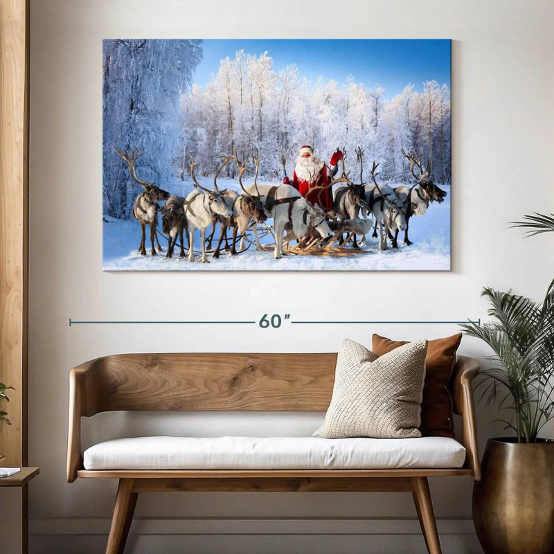 Renne et père Noël, H 34 po x l 51 po